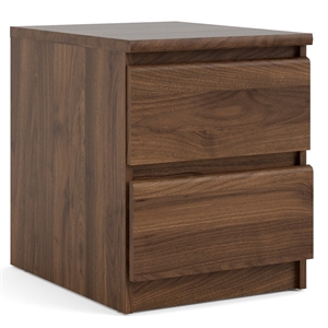 pemberly row mid-century engineered wood 2 drawer nightstand in walnut