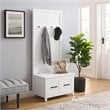 Pemberly Row Modern Farmhouse Wood Hall Tree in White Finish