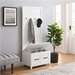 Pemberly Row Modern Farmhouse Wood Hall Tree in White Finish