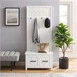 Pemberly Row Modern Farmhouse Wood Hall Tree in White Finish
