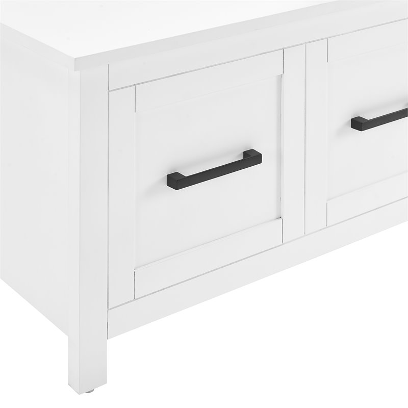 Pemberly Row Modern Farmhouse Wood Hall Tree in White Finish