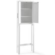 Pemberly Row Wood Spacesaver with Doors and Shelves in White/Nickel