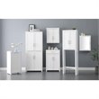 Pemberly Row Wood Spacesaver with Doors and Shelves in White/Nickel