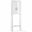 Pemberly Row Wood Spacesaver with Doors and Shelves in White/Nickel