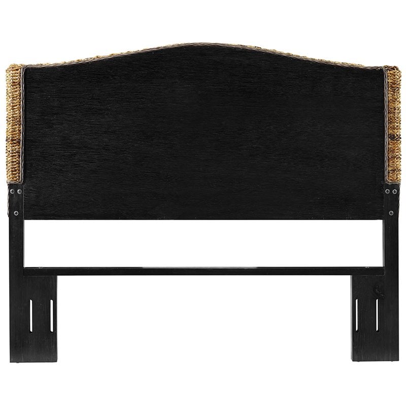 Pemberly Row Coastal Wood Queen Panel Headboard in Brown/Black
