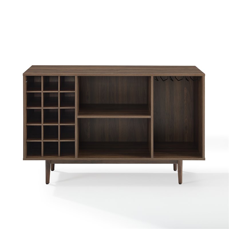 Pemberly Row Modern Wood Wine Storage Sideboard in Walnut Finish