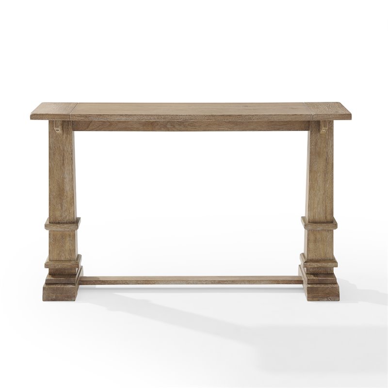 Pemberly Row Rectangular Top Farmhouse Wood Console Table in Rustic Brown