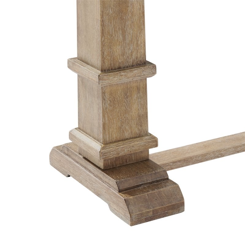 Pemberly Row Rectangular Top Farmhouse Wood Console Table in Rustic Brown