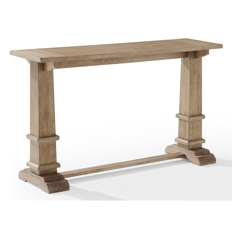 Pemberly Row Rectangular Top Farmhouse Wood Console Table in Rustic Brown