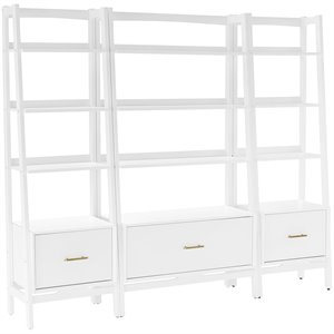 pemberly row 3 piece 4 shelf etagere bookcase set in white finish