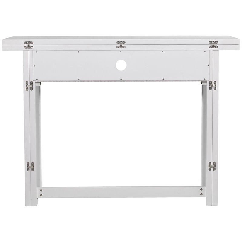 Pemberly Row Transitional Wood Top Convertible Table in White
