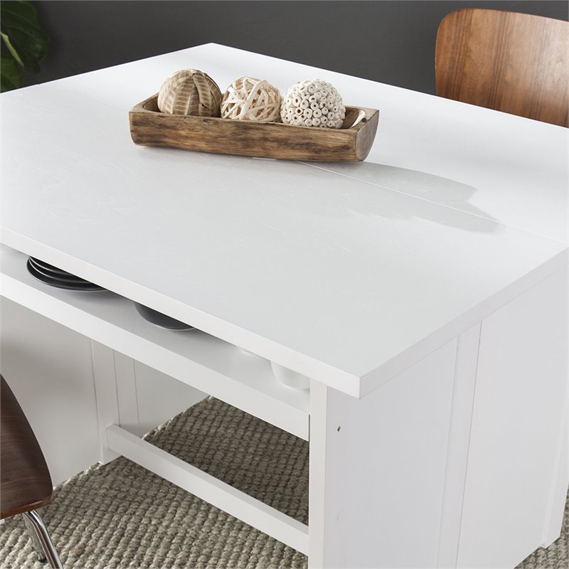 Pemberly Row Transitional Wood Top Convertible Table in White