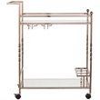 Pemberly Row Glass Mirrored Metal Bar Cart in Champagne Finish