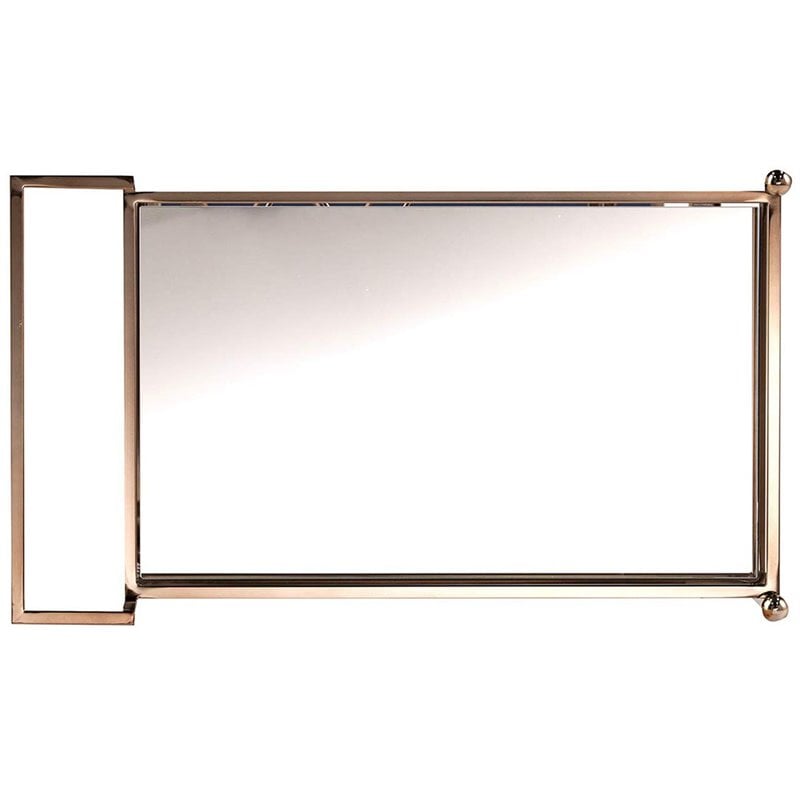 Pemberly Row Glass Mirrored Metal Bar Cart in Champagne Finish