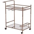 Pemberly Row Glass Mirrored Metal Bar Cart in Champagne Finish