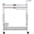 Pemberly Row Glass Mirrored Metal Bar Cart in Chrome Finish