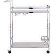 Pemberly Row Glass Mirrored Metal Bar Cart in Chrome Finish