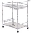 Pemberly Row Glass Mirrored Metal Bar Cart in Chrome Finish