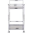 Pemberly Row Glass Mirrored Metal Bar Cart in Chrome Finish