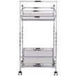 Pemberly Row Glass Mirrored Metal Bar Cart in Chrome Finish