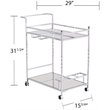 Pemberly Row Glass Mirrored Metal Bar Cart in Chrome Finish