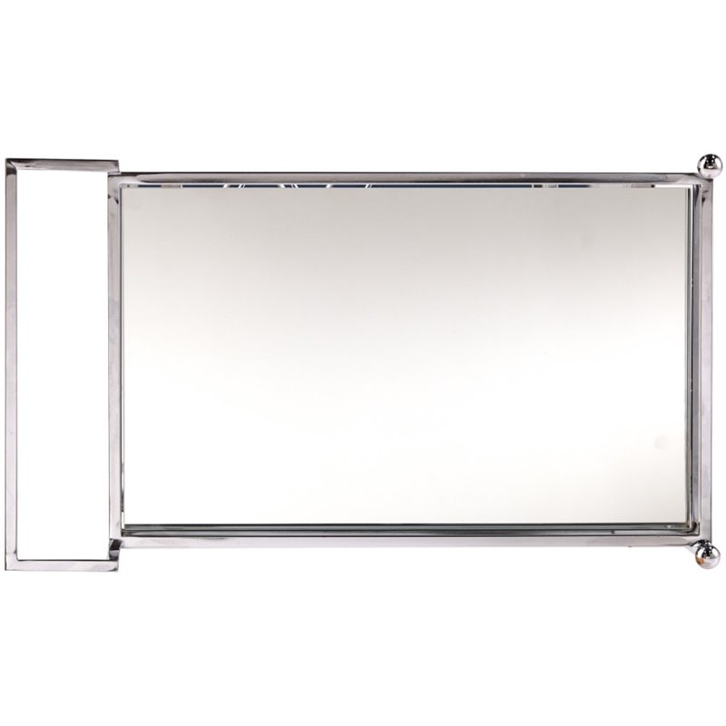 Pemberly Row Glass Mirrored Metal Bar Cart in Chrome Finish