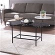 Pemberly Row Modern Metal-Faux Marble Cocktail Table in Black