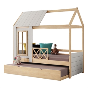 pemberly row garden kids solid wood twin daybed with trundle
