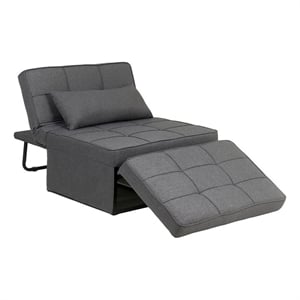 Pemberly Row Modern Fabric 4-in-1 Adjustable Folding Sofa Chair Bed in Gray