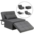 Pemberly Row Modern Fabric 4-in-1 Adjustable Folding Sofa Chair Bed in Gray