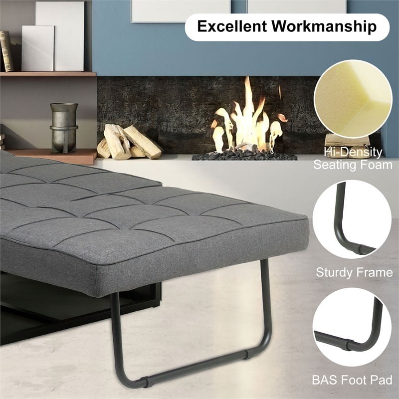 Pemberly Row Modern Fabric 4-in-1 Adjustable Folding Sofa Chair Bed in Gray