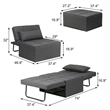 Pemberly Row Modern Fabric 4-in-1 Adjustable Folding Sofa Chair Bed in Gray