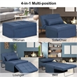 Pemberly Row Modern Fabric 4-in-1 Adjustable Folding Sofa Chair Bed in Blue