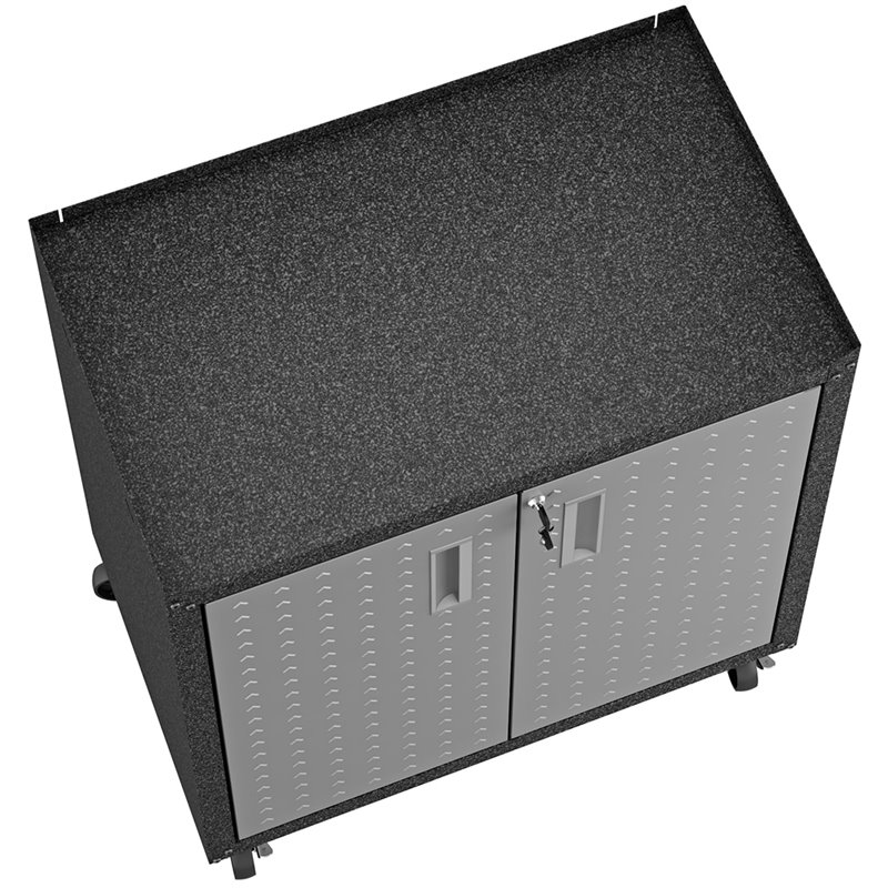 Pemberly Row 2-Door Modern Steel Metal Mobile Garage Cabinet in Gray
