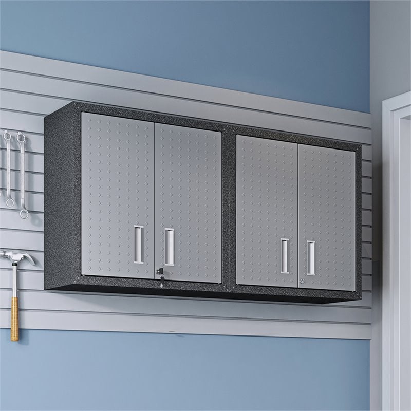 Pemberly Row Modern Metal Floating Garage Cabinets in Gray (Set of 2)