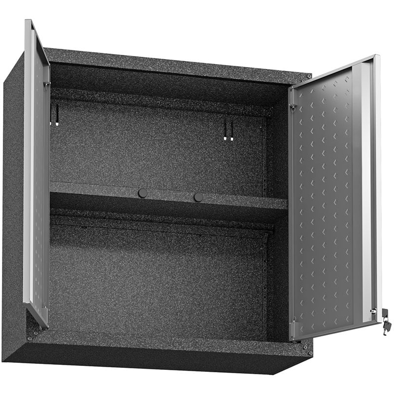 Pemberly Row Modern Metal Floating Garage Cabinets in Gray (Set of 2)
