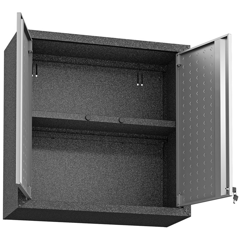 Pemberly Row 2-Door Modern Metal Floating Garage Cabinet in Gray