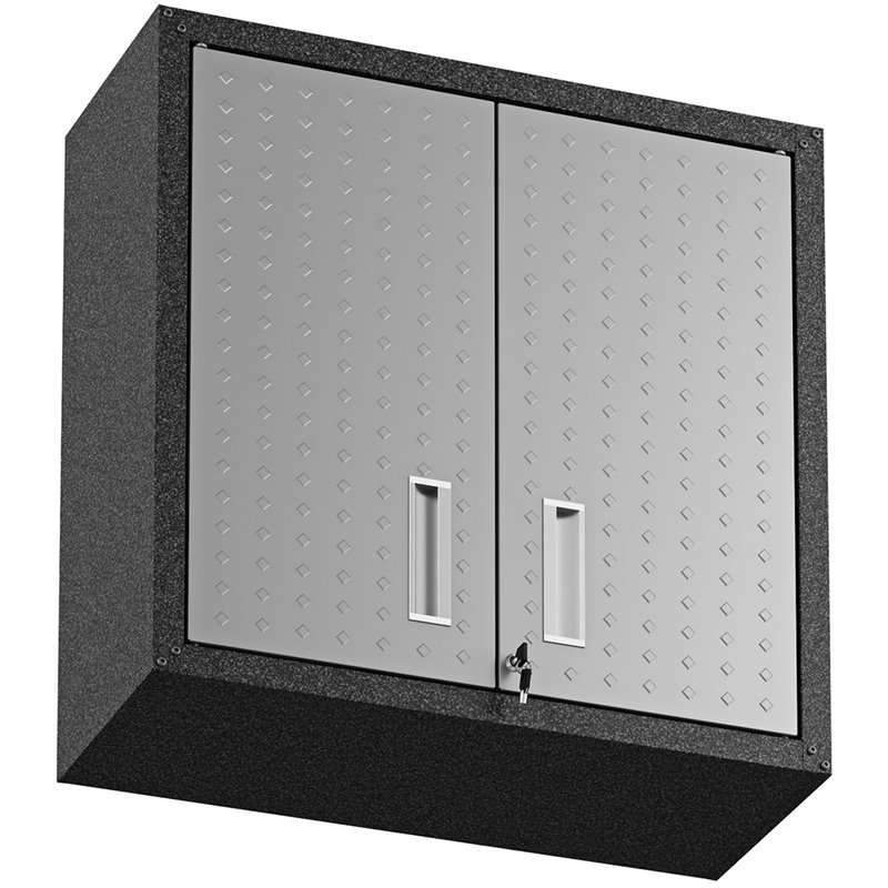 Pemberly Row 2-Door Modern Metal Floating Garage Cabinet in Gray