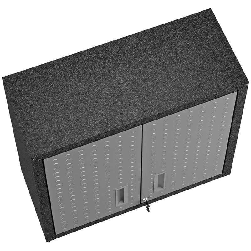 Pemberly Row 2-Door Modern Metal Floating Garage Cabinet in Gray