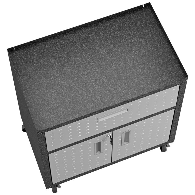 Pemberly Row 3-Piece Modern Metal Mobile Garage Cabinet Set in Gray