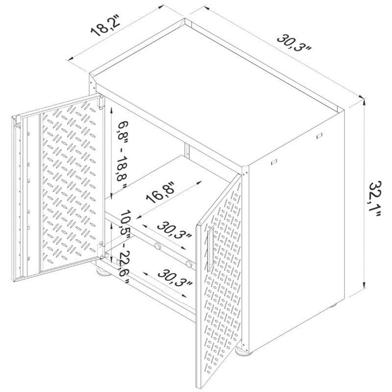 Pemberly Row 3-Piece Modern Metal Mobile Garage Cabinet Set in Gray