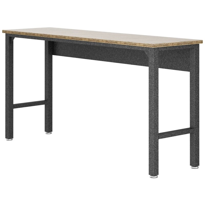 Pemberly Row 3-Piece Modern Metal Worktable & Garage Cabinet Set in Gray