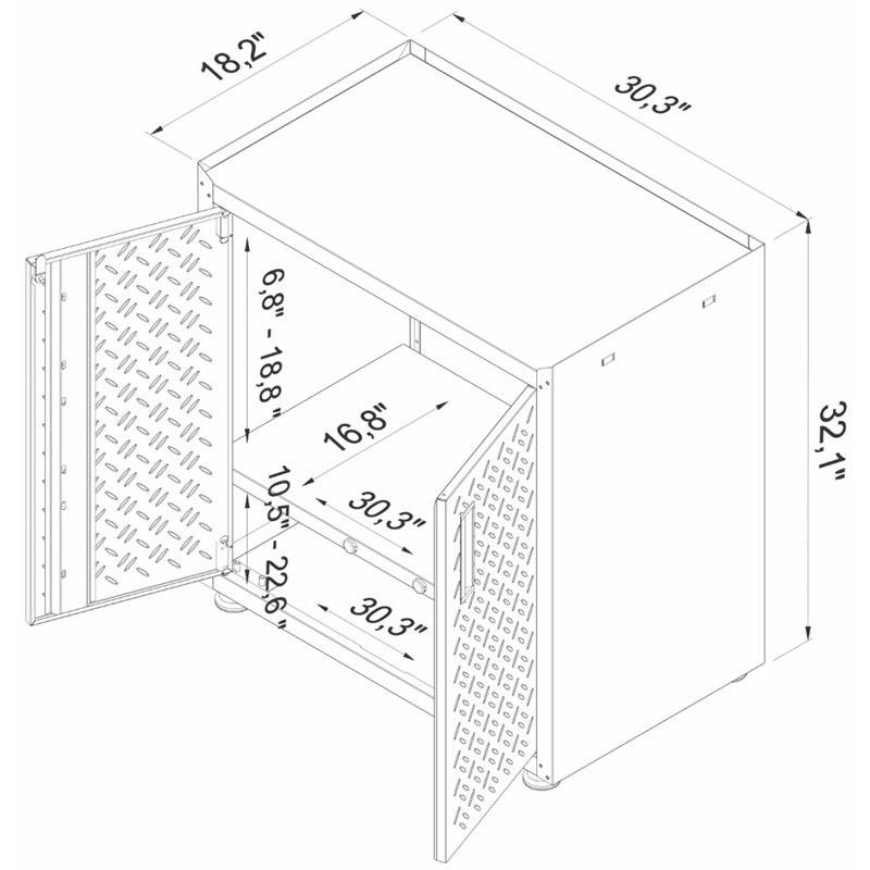 Pemberly Row 3-Piece Modern Metal Worktable & Garage Cabinet Set in Gray
