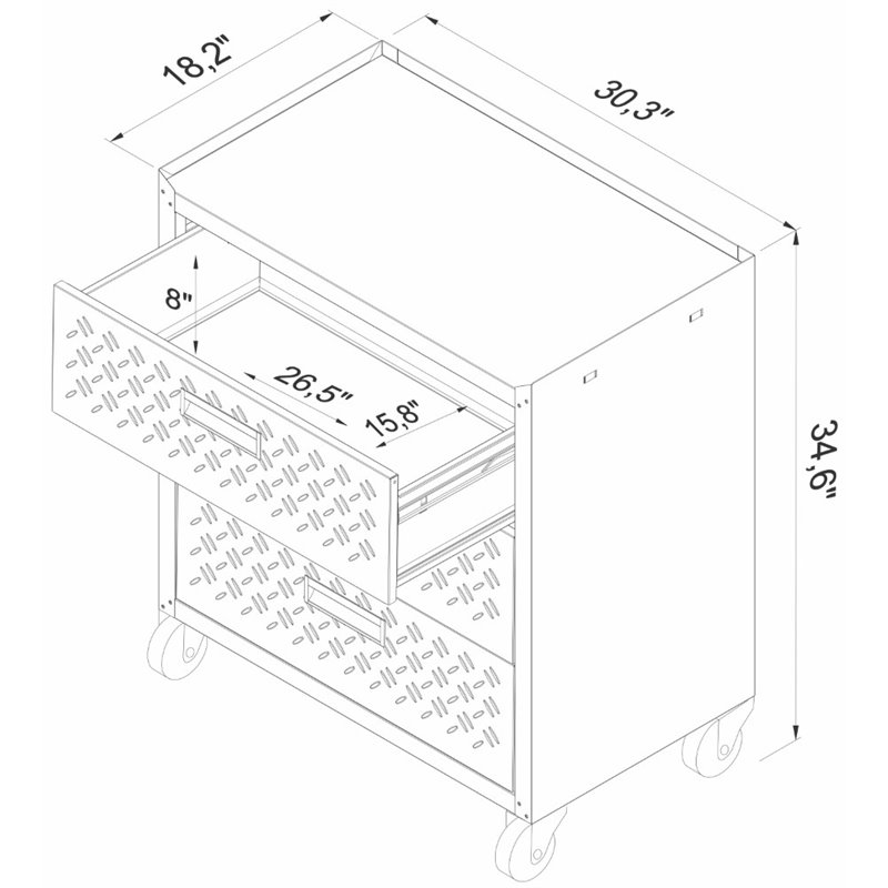 Pemberly Row 3-Piece Modern Metal Worktable & Garage Cabinet Set in Gray