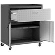 Pemberly Row 3-Piece Modern Metal Worktable & Garage Cabinet in Gray