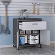 Pemberly Row 3-Piece Modern Metal Worktable & Garage Cabinet in Gray