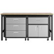 Pemberly Row 3-Piece Modern Metal Worktable & Garage Cabinet in Gray