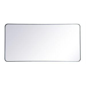 Pemberly Row 30x60&quot Soft Corner Metal Rectangular Mirror in Silver