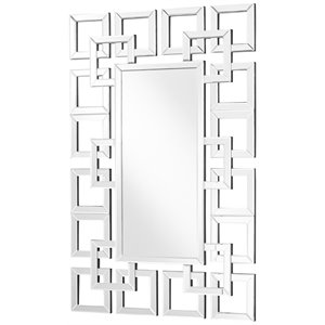 Pemberly Row 48&quot x 32&quot Contemporary Geometric Decorative Clear Mirror