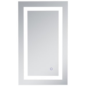 Pemberly Row 30&quot x 18&quot Hardwired LED Bathroom Mirror with Touch Sensor in Silver